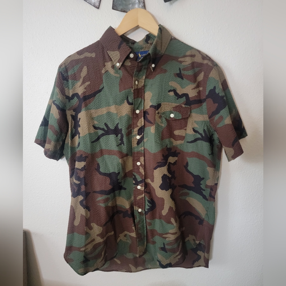 POLO RALPH LAURENMen's Classic-Fit Camo Seersucker ShirtSize Large.. - Picture 3 of 13